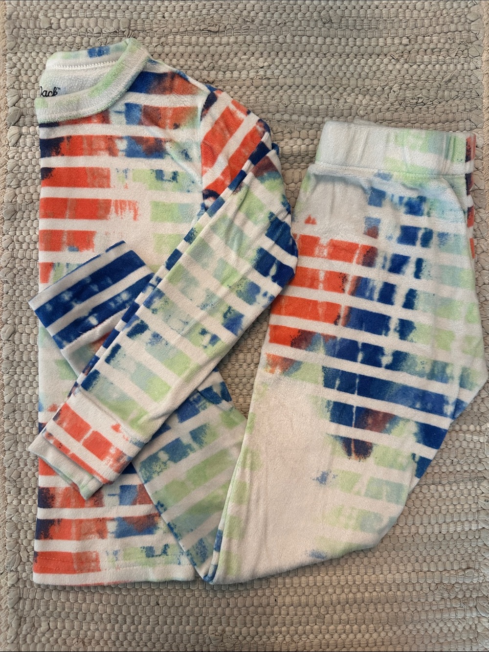 Cat & Jack Kids Tie-Dye Stripe Pajama Set in Blue, Green, and Orange size 4
